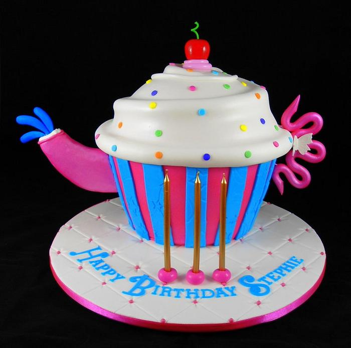 Giant Cupcake Teapot Cake