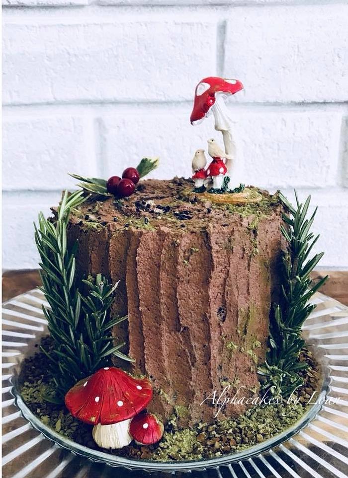 Tree stump cake.