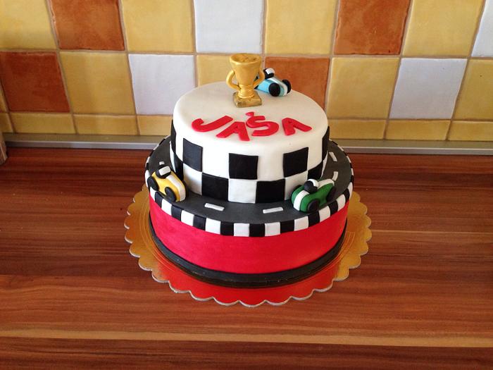 Car trophy birthday cake 