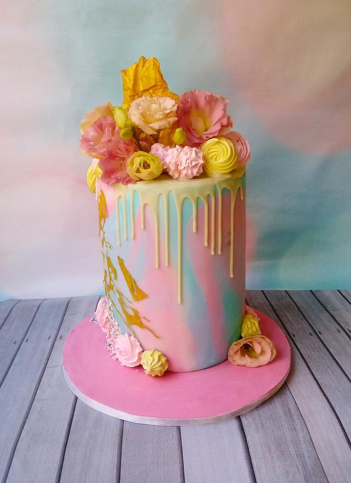 Drip flower cake 