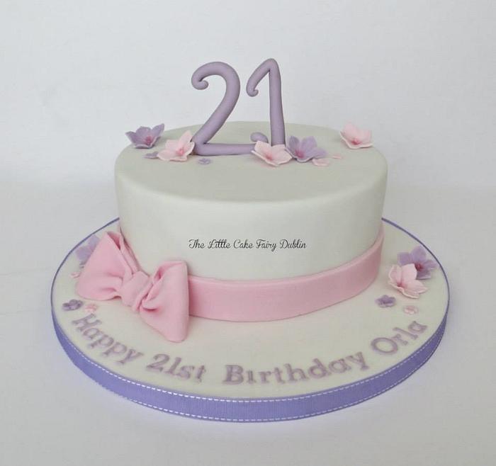 Pink and purple 21st birthday cake