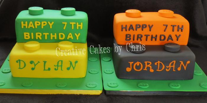 Lego Cakes for Twin Boys