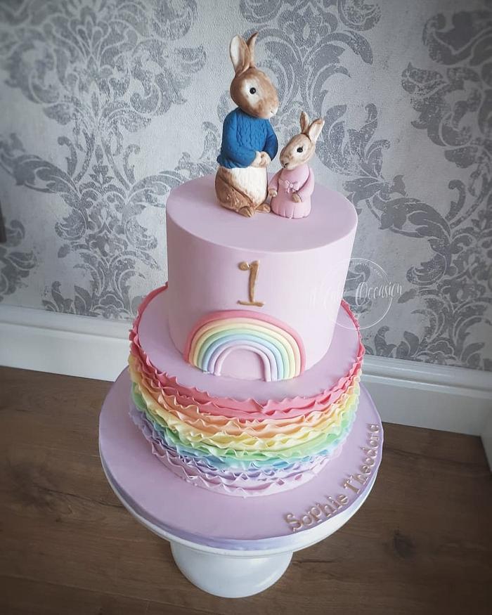 Rabbits 1st birthday cake 