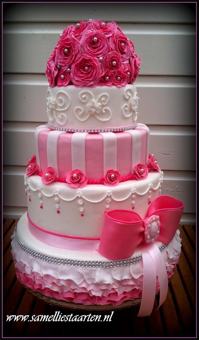 Pink Ruffle Weddingcake