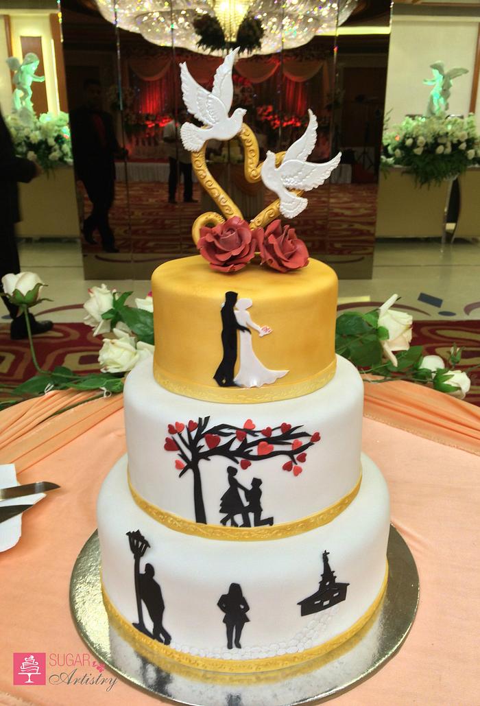Twosome Silhouette Wedding Cake
