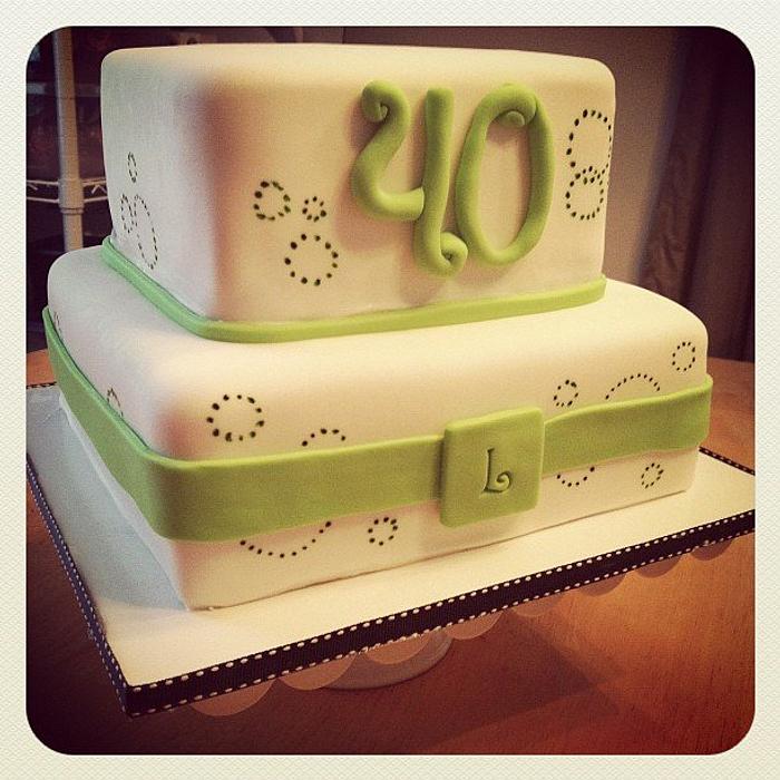 Lime & White 40th Birthday Cake