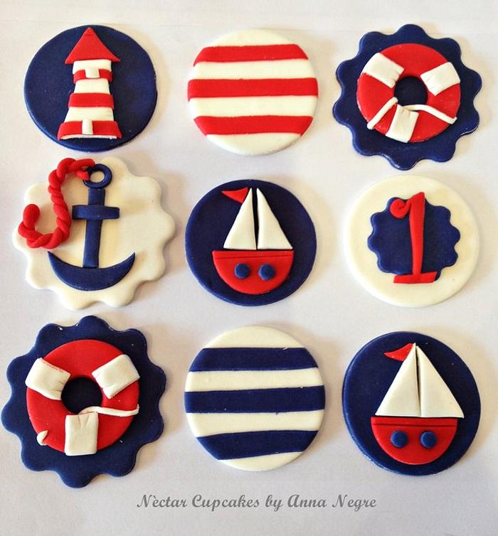 Nautical cupcakes toppers