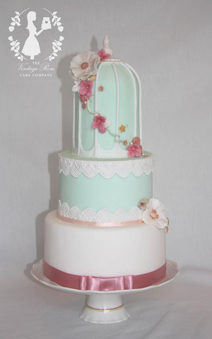 Pastel Birdcage Wedding Cake