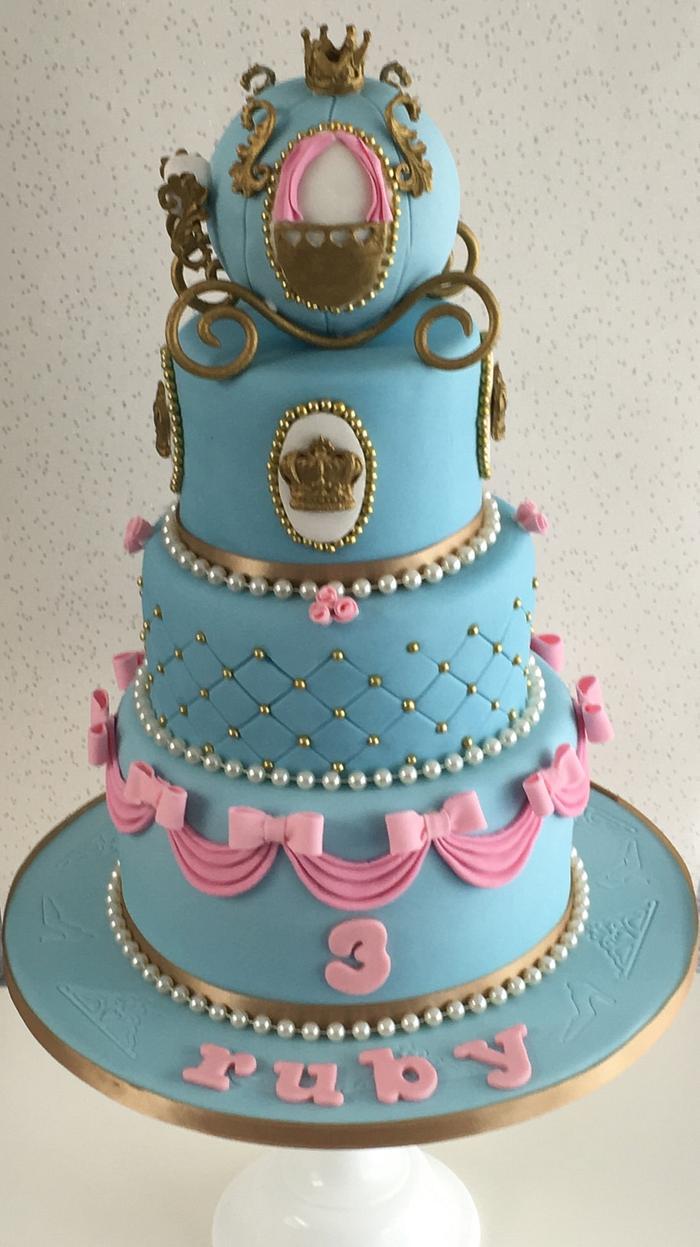 Cinderella Princess Birthday Cake - YouTube