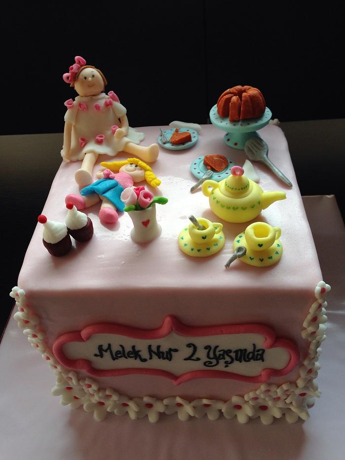 Tea party Birthday cake for a 2 year old girl 
