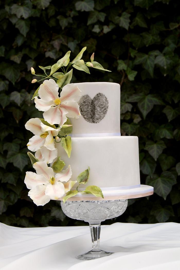 Wedding cake with clematis