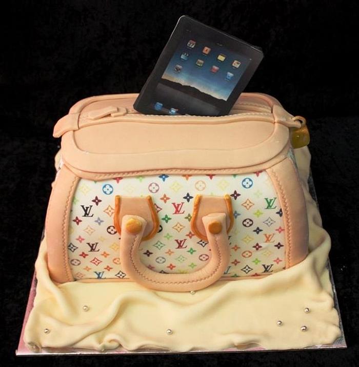 Louis Vuitton bag and iPad cake