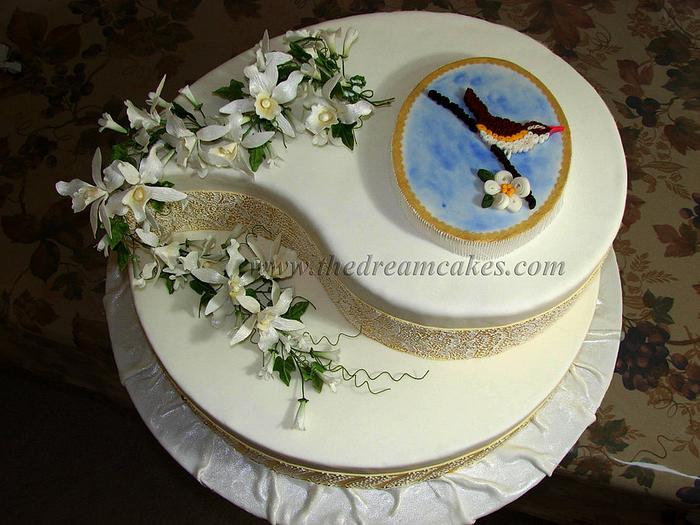 Royal Orchids and quilled bird 