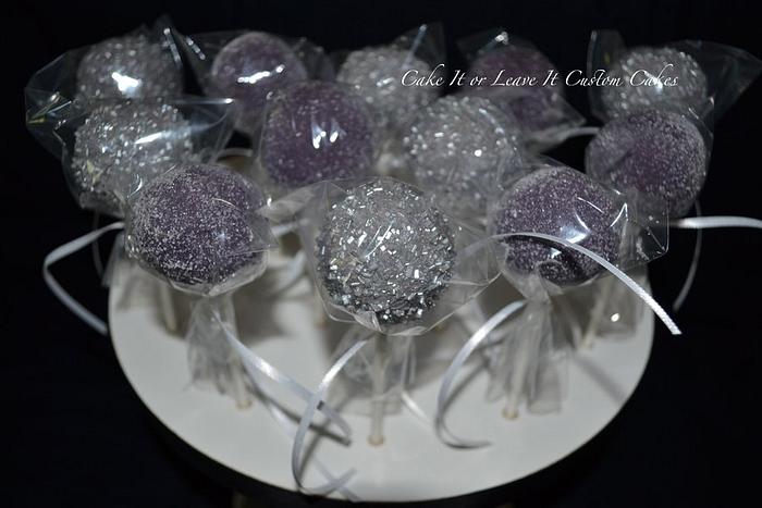 Eggplant and silver cake pops