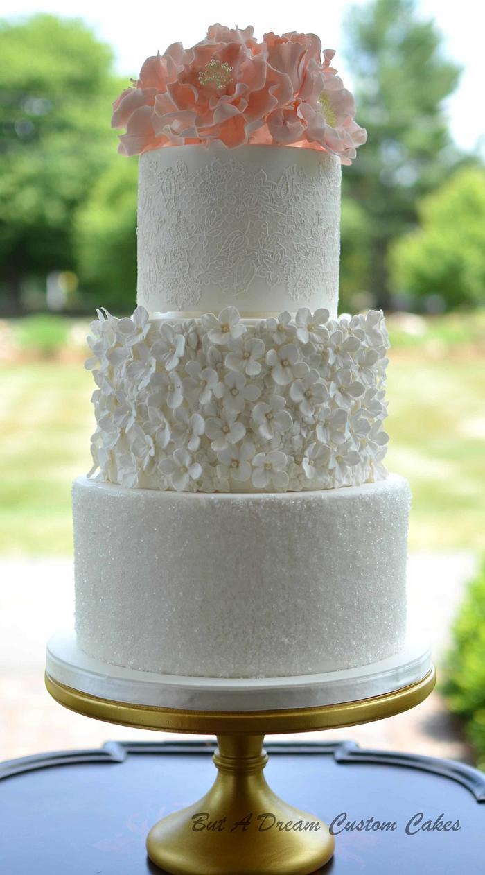 Hydrangea and Peony Wedding Cake