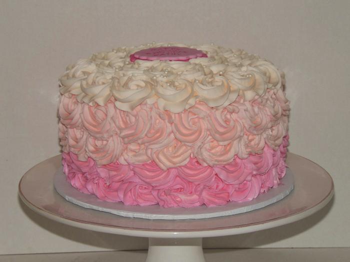 Pretty in Pink Rosette Ombre Cake