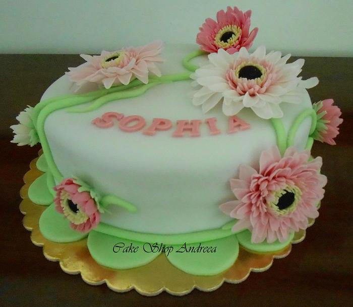 gerber daisy  flowers cake