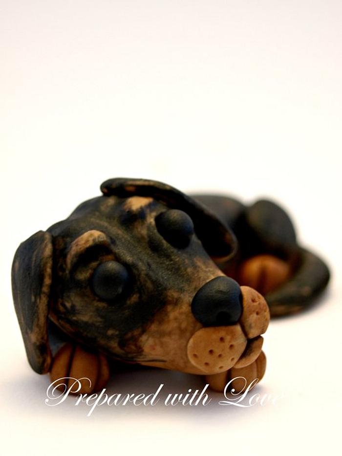 Two Rottweilers Fondant Cake Toppers