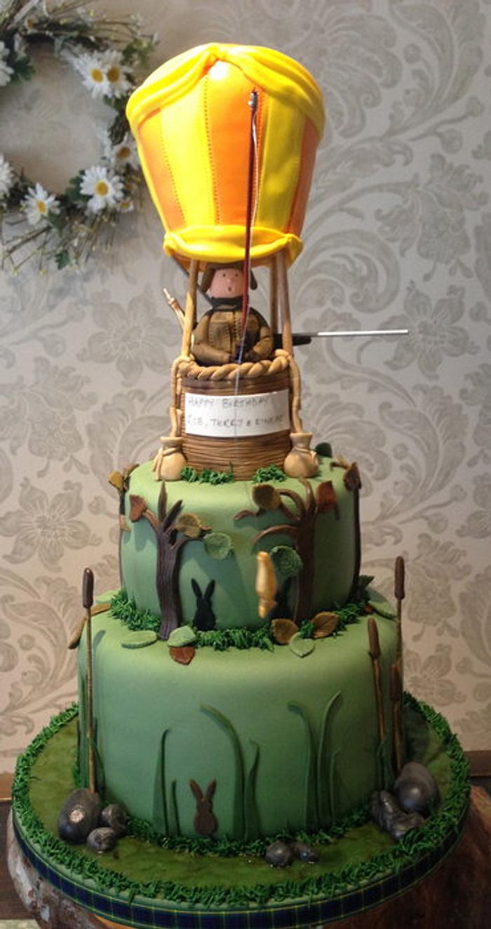 Hunting by hot air balloon cake