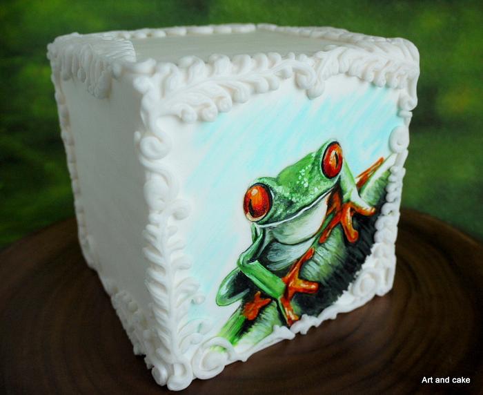 Hand painted frog cake
