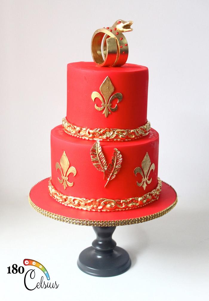 Red and Gold Bracelet Cake