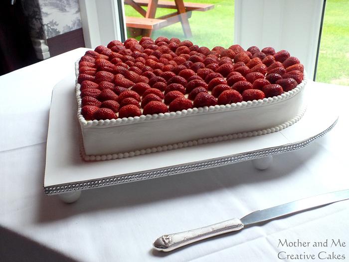 Heart Wedding cake with Strawberries