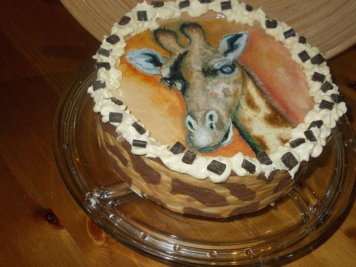 hand painted giraffe cake