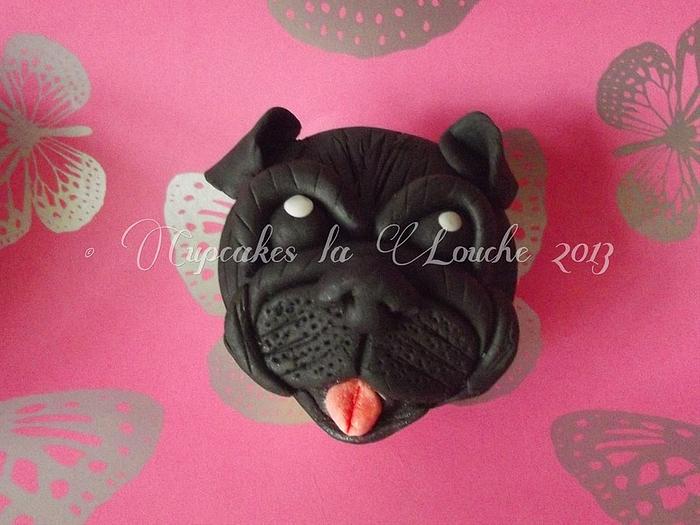 Black Pug Cupcake
