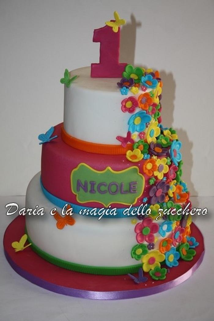 Colorful flowers cake