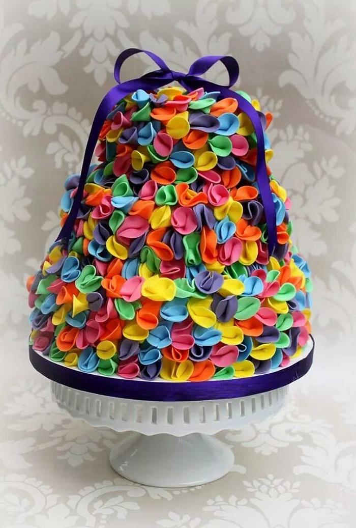 colourful balloon ruffle cake 