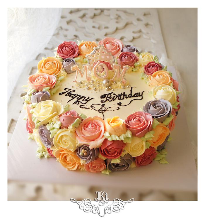 Butter cream Roses Birthday Cake 