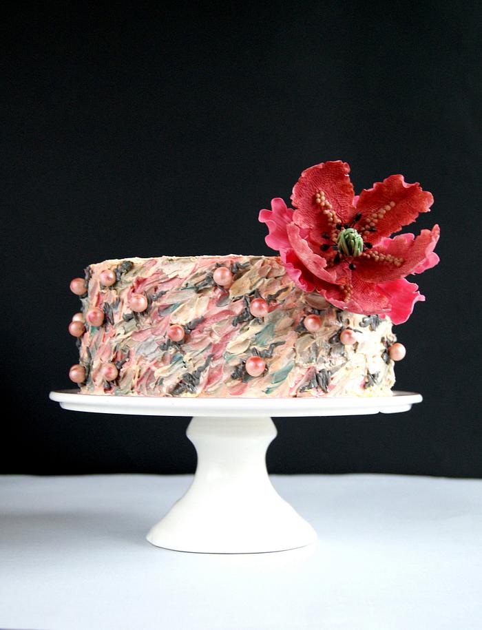 Fantasy flower and buttercream cake