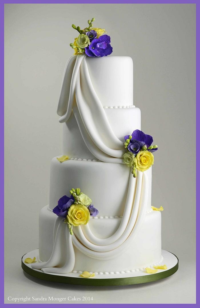 Spring Drape Wedding Cake