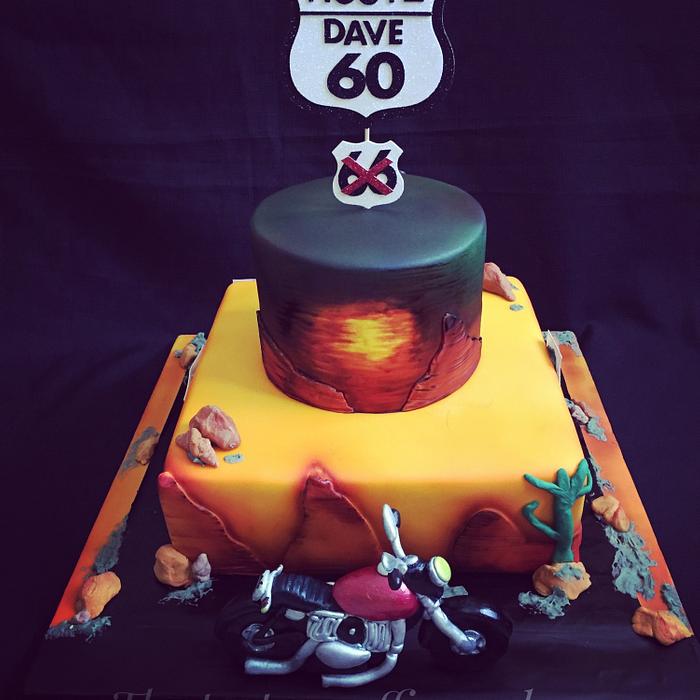 Route 66 themed cake