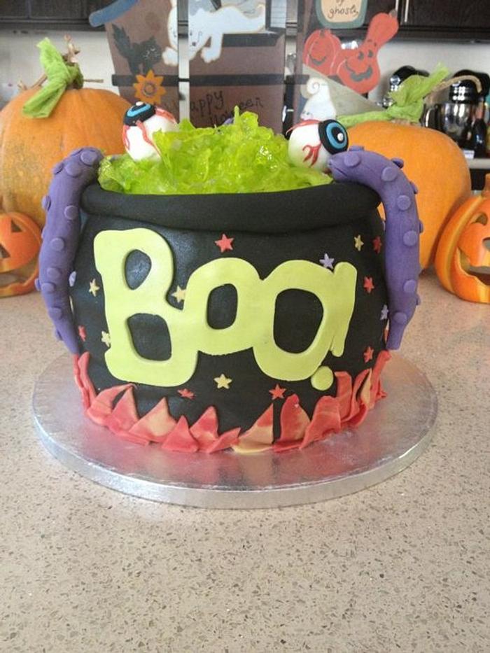 Boo Halloween Cauldron Cake