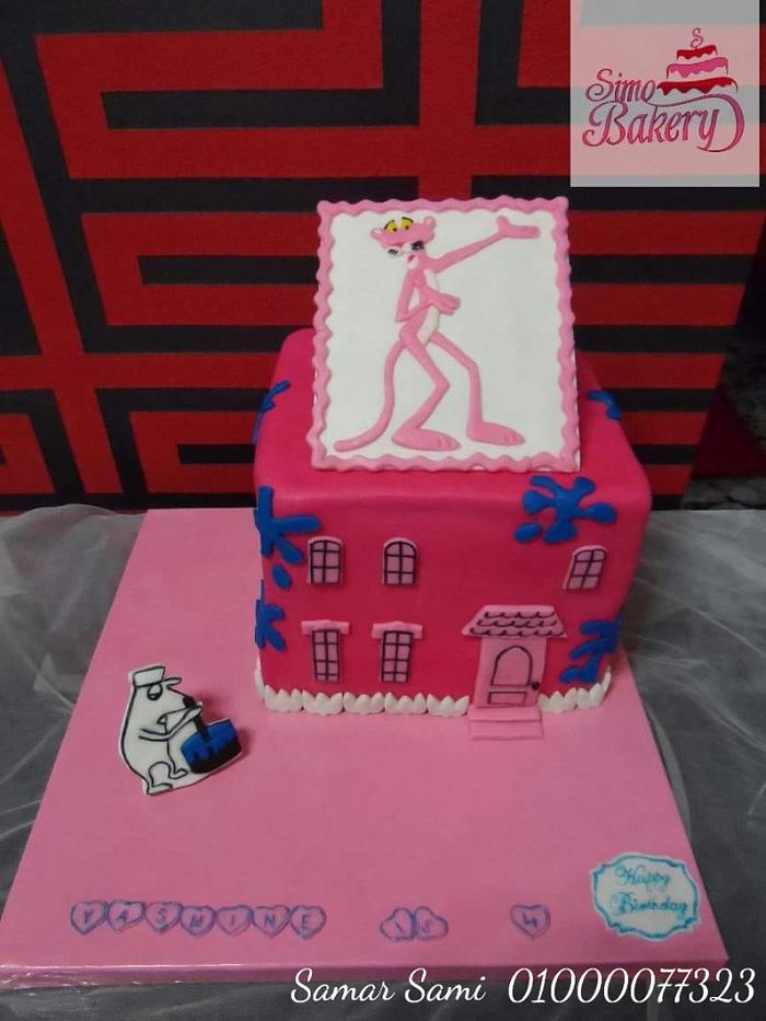 Pink panther birthday cake