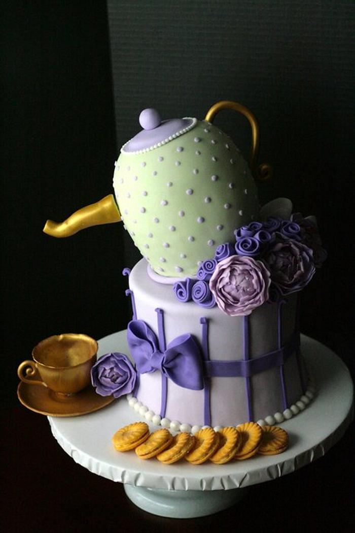 Tea party shower cake