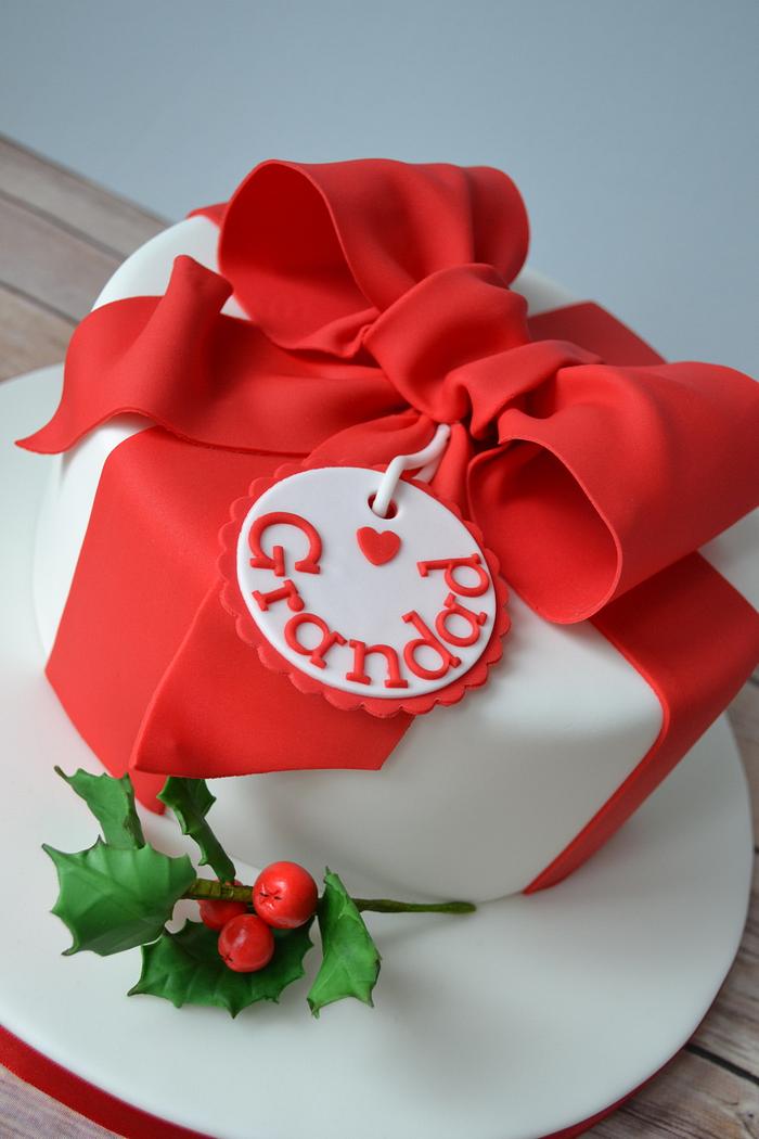 Red bow Christmas cake