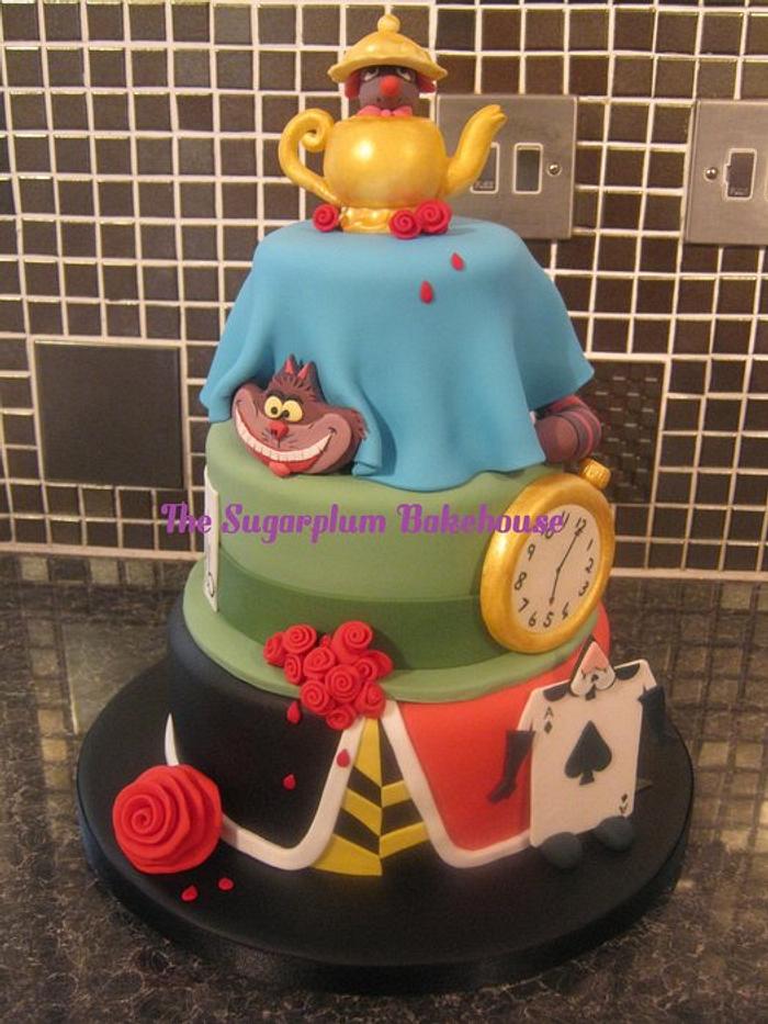 3 Tier Alice in Wonderland Cake
