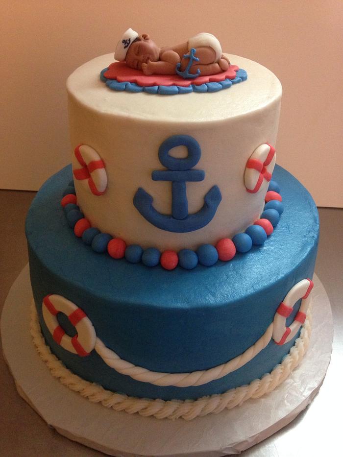 Nautical baby cake