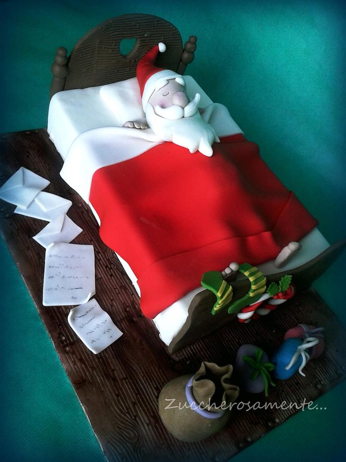 Santa Claus sleeping cake