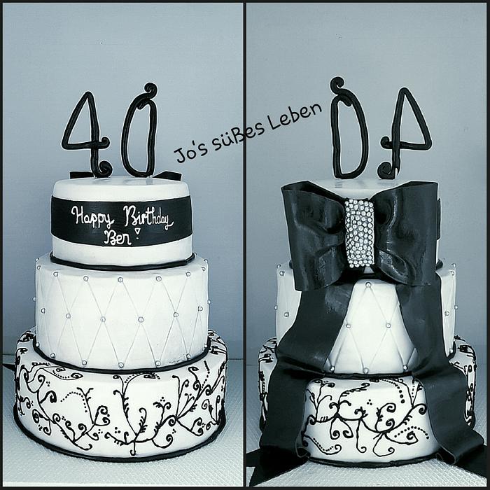 Black & white birthday cake