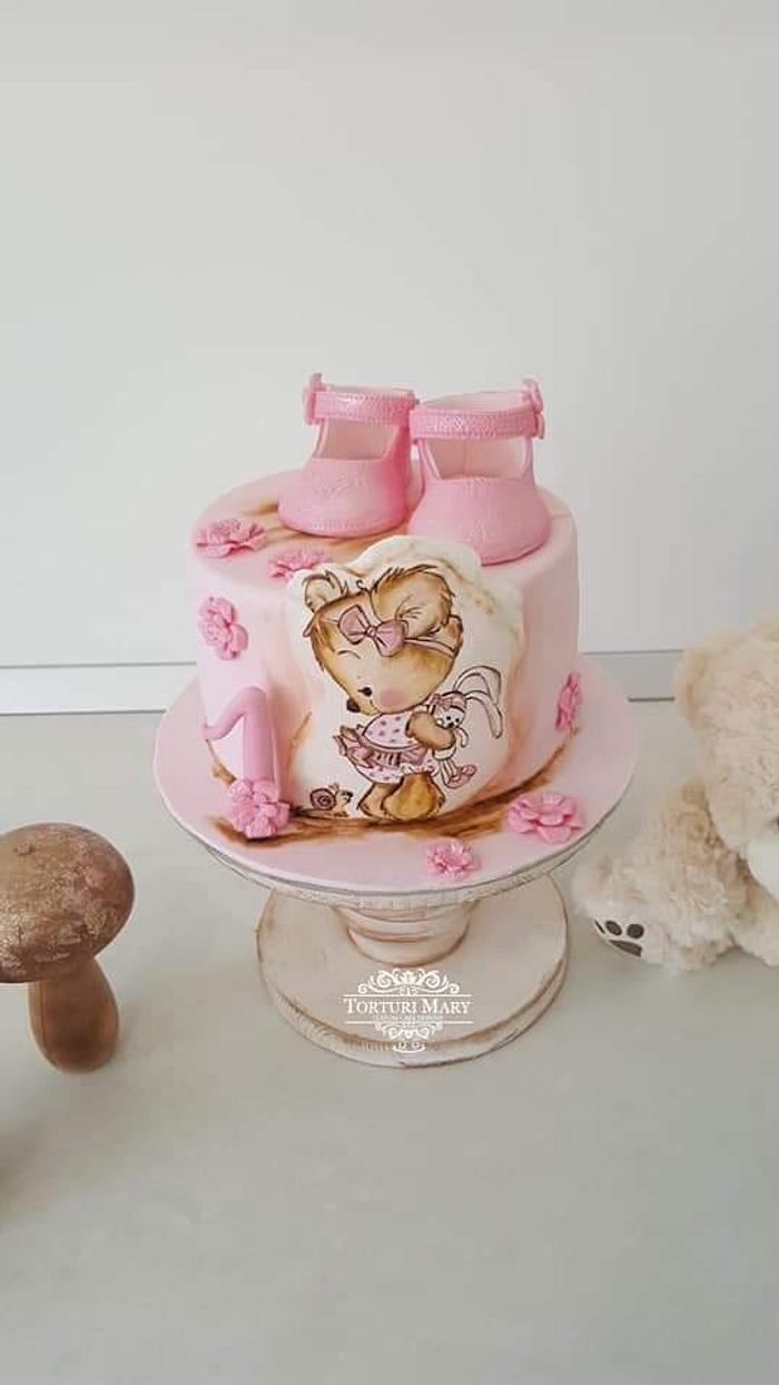 Pink little bear cake.