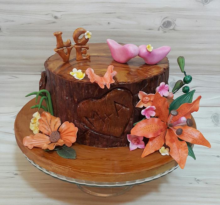 Tree bark cake