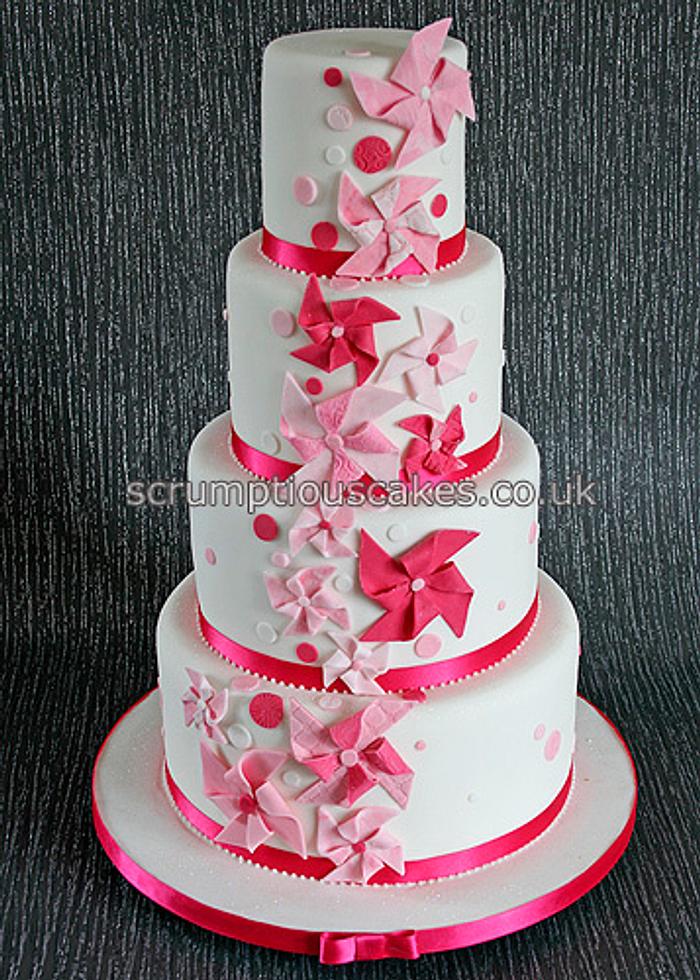 Pink Pinwheel Wedding Cake