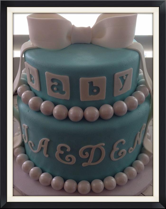 Tiffany Blue Baby Shower cake