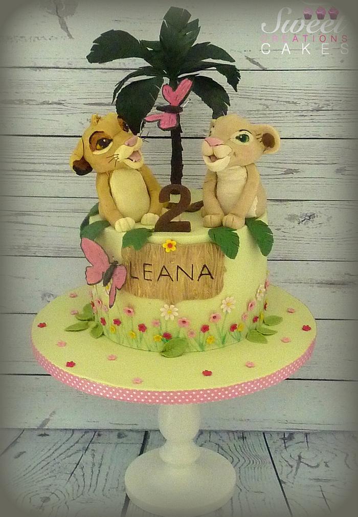 Simba and Nala (Lion King) birthday cake