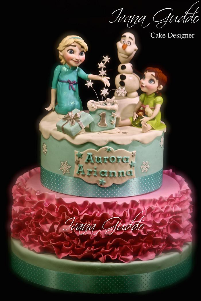 Baby Elsa Anna cake Frozen