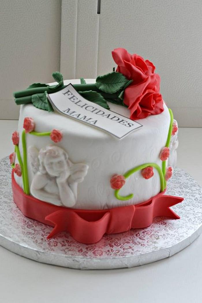 cake whit angels and roses