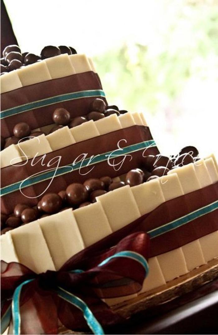 Chocolate Shards Wedding Cake